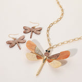 Glittered Resin Dragonfly Pendant Necklace