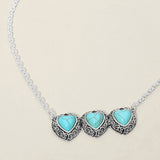 Triple Antique Metal Scrollwork Frame Heart Tile Pendant Necklace