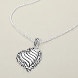 Antique Metal Heart Pendant Necklace