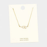 Cubic Zirconia Leaf Pendant Necklace