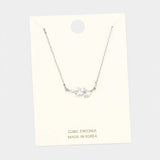 Cubic Zirconia Leaf Pendant Necklace