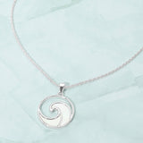 Mother of Pearl Inlay Wave Pendant Necklace