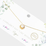 Gold Dipped Pearl Accented CZ Trimmed Pendant Necklace