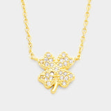 Cubic Zirconia Clover Pendant Necklace