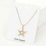 Gold Dipped Stone Embellished Star Pendant Necklace