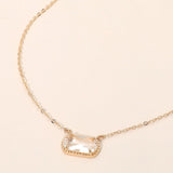Rectangular Faceted Stone Cluster Pendant Necklace