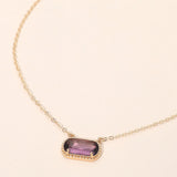 Rectangular Faceted Stone Cluster Pendant Necklace