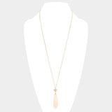 Metal Heart Teardrop Natural Stone Link Pendant Long Necklace