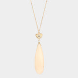 Metal Heart Teardrop Natural Stone Link Pendant Long Necklace