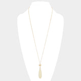 Metal Heart Teardrop Natural Stone Link Pendant Long Necklace