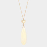 Metal Heart Teardrop Natural Stone Link Pendant Long Necklace