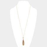 Metal Heart Teardrop Natural Stone Link Pendant Long Necklace