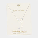 White Gold Dipped Cubic Zirconia Star Pendant Necklace