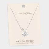 White Gold Dipped Cubic Zirconia Ballerina Pendant Necklace