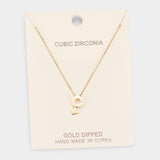 Gold Dipped Cubic Zirconia Female Astrological Sign Pendant Necklace
