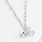 White Gold Dipped Cherry Pendant Necklace
