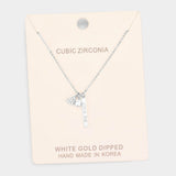 White Gold Dipped CZ 'Love Me' Heart Pendant Necklace