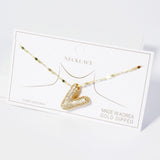 -V- Gold Dipped CZ Stone Paved Initial Monogram Pendant Necklace