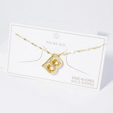 -B- Gold Dipped Metal Bubble Initial Monogram Pendant Necklace