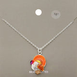 Silver Plated Turkey Pendant Necklace