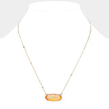 Crystal Hexagon Pendant Metal Chain Necklace