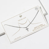 White Gold Dipped CZ Stone Point Mini Cross Pendant Necklace