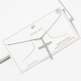 White Gold Dipped CZ Cross Pendant Necklace