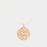 Wave Accented Round Pendant Necklace