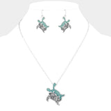 Glittered Turtle Pendant Necklace