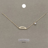 D Brass Metal Cubic Zirconia Initial Monogram Pendant Necklace