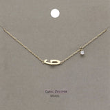 G Brass Metal Cubic Zirconia Initial Monogram Pendant Necklace