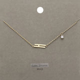 H Brass Metal Cubic Zirconia Initial Monogram Pendant Necklace