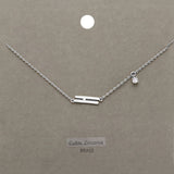 H Brass Metal Cubic Zirconia Initial Monogram Pendant Necklace