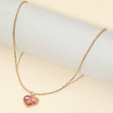 Butterfly Flower Enamel Detailed Heart Pendant Necklace