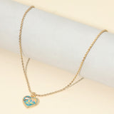 Butterfly Flower Enamel Detailed Heart Pendant Necklace