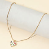 Butterfly Flower Enamel Detailed Heart Pendant Necklace