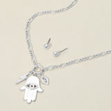 Metal Hamsa Hand Lightning Evil Eye Pendant Necklace