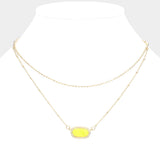 Marbled Hexagon Pendant Double Layered Necklace
