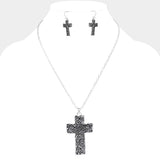 Antique Metal Western Cross Pendant Necklace
