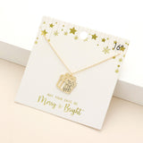Merry and Happy Message Metal Christmas Gift Pendant Necklace