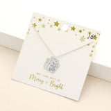 Merry and Happy Message Metal Christmas Gift Pendant Necklace