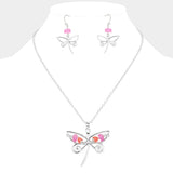 Bean Beads Accented Metal Wire Dragonfly Turtle Pendant Necklace