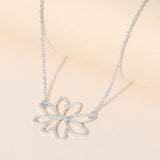 Hammered Metal Open Flower Pendant Necklace