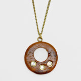 Wood Disc Cutout Pendant Necklace