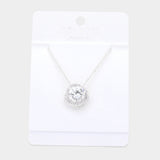 Round Stone Accented Pendant Necklace