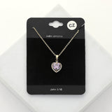 Women's CZ Heart Stone Pendant Necklace