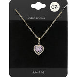 Women's CZ Heart Stone Pendant Necklace
