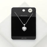 Women's CZ Heart Stone Pendant Necklace