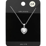 Women's CZ Heart Stone Pendant Necklace