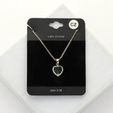 Women's CZ Heart Stone Pendant Necklace